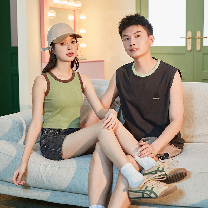 [2.5折价43元]唐狮夏季新款背心牛油果绿音乐节穿搭外穿吊带女无袖背心男G