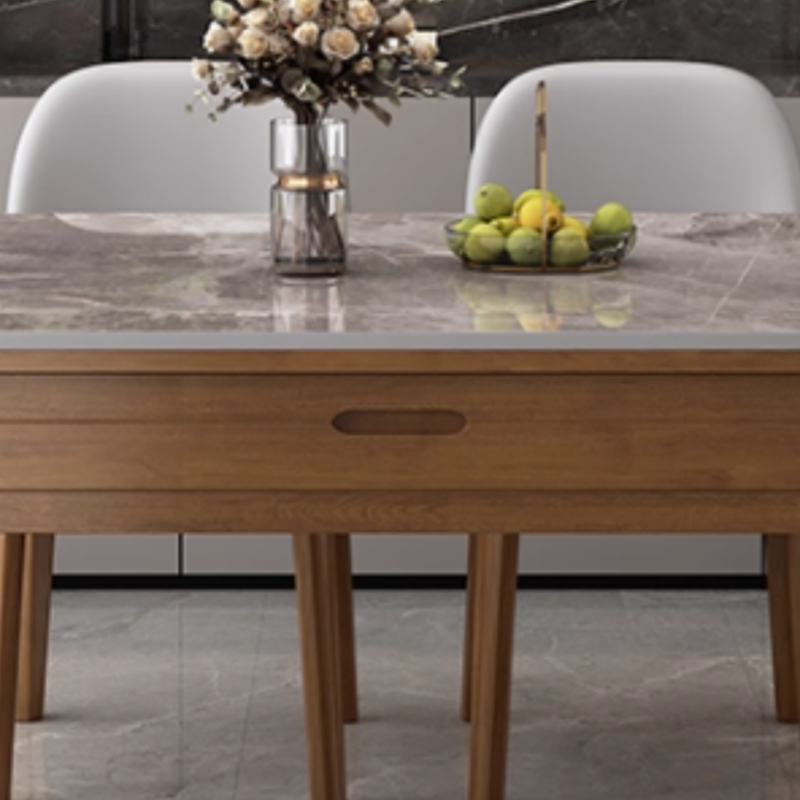 伟樽岩板餐桌可伸缩135*85*75cm+椅子*4套高清大图