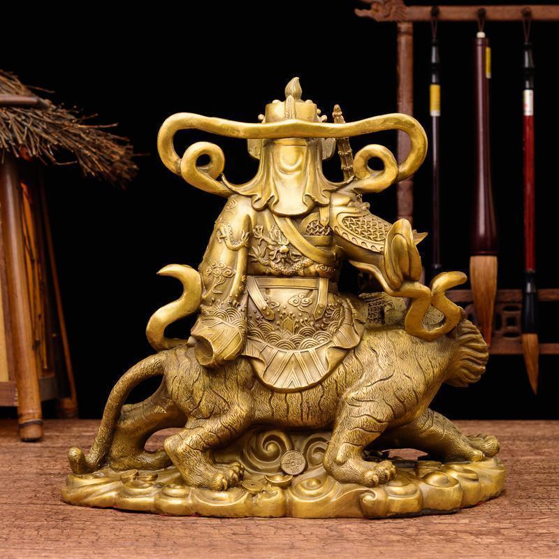 赵公明财神骑虎像 纯铜武财神财神爷神像客厅家居摆件_476_129
