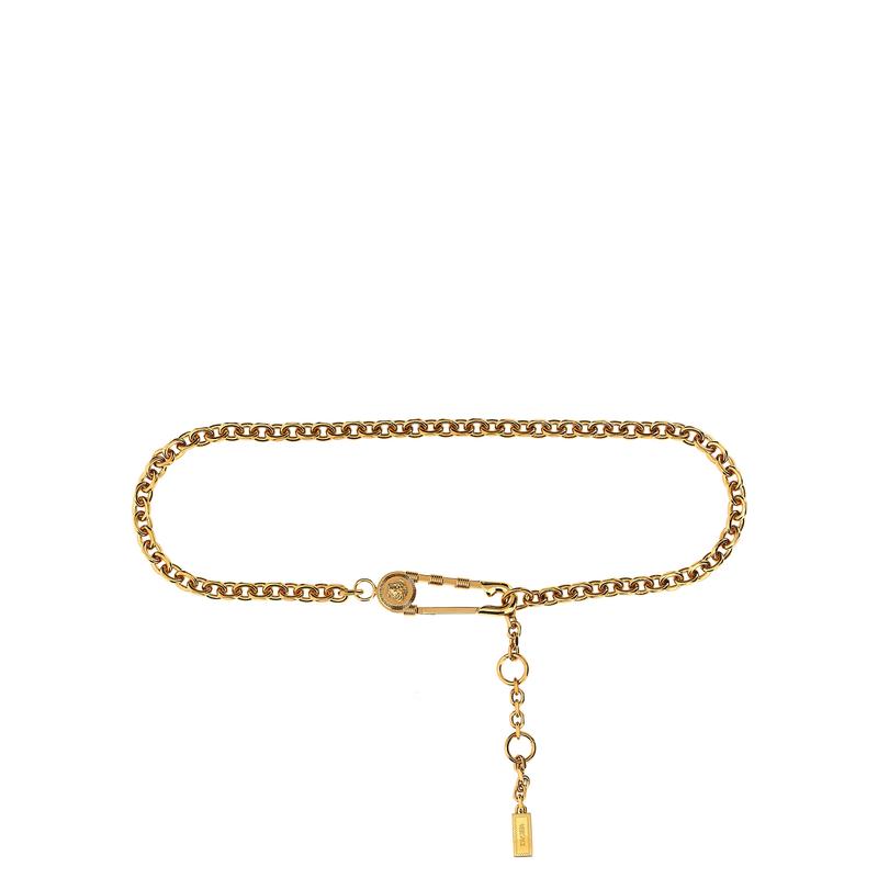 Versace金属时尚腰带 金色链条设计别针扣紧致魅力 时尚显气质腰链高清大图