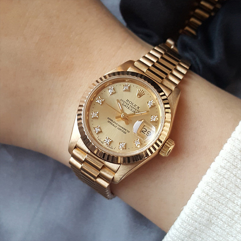 正品劳力士rolex女装日志69178自动机械26mm女表约16cm日期9新