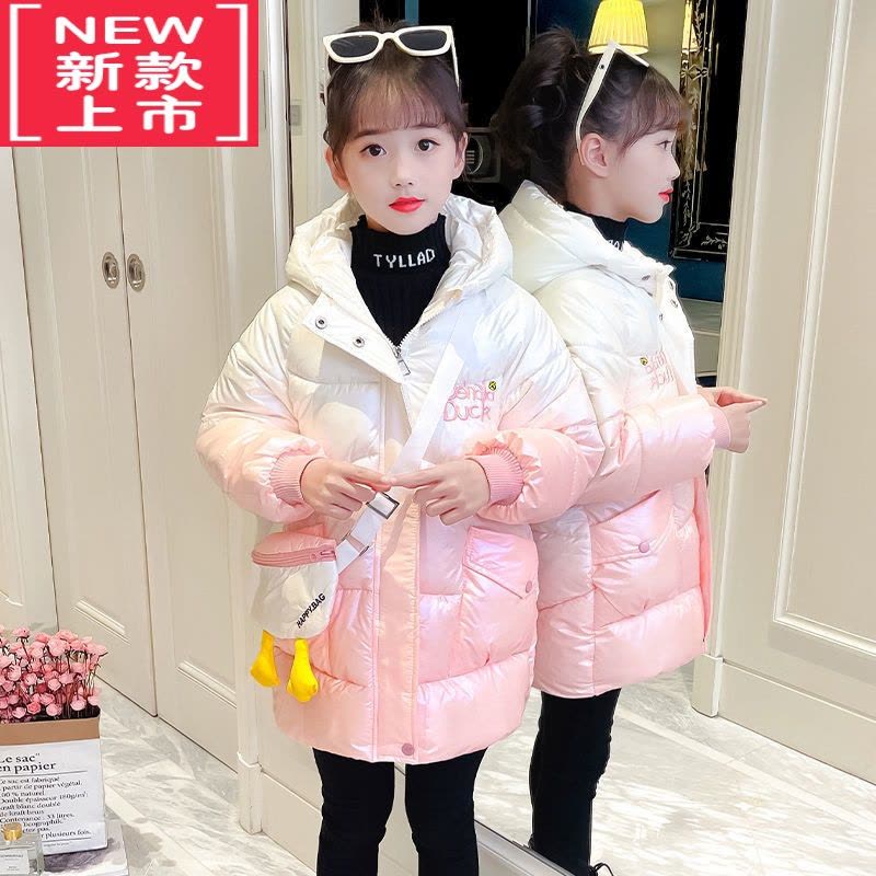 可莉允女童棉衣新款冬季洋气小女孩中长款棉袄中大童韩版儿童羽绒棉服潮图片