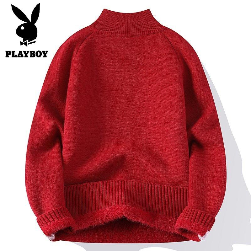 花花公子新款【新款】2025冬半高拉链领针织毛衣男群文件11.30_494高清大图