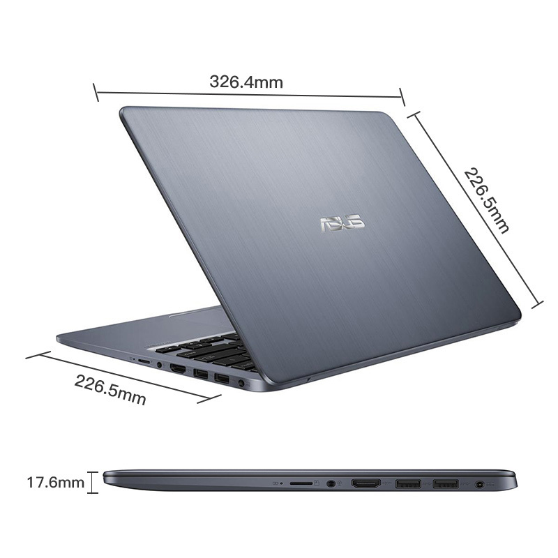 华硕顽石(ASUS) E406MA 14英寸窄边超轻薄笔记本电脑(Intel四核 4G 128G EMMC HDMI 1.3Kg)星空灰 官方标配