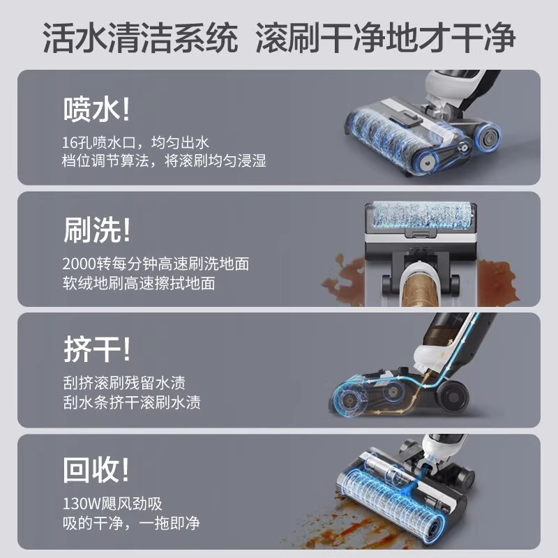美的洗地机 TK3洗地机家用全自动吸拖一体机洗地机洗地机洗地机高速大吸力自洁持久续航高清大图