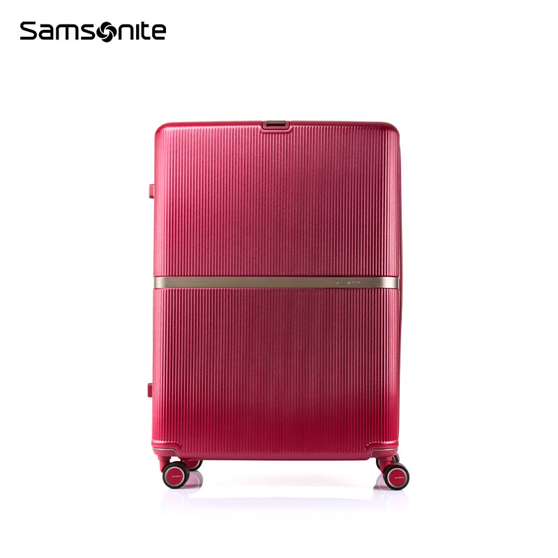 新秀丽(Samsonite)流金箱 拉杆箱行李箱 铝质LOGO条时尚条纹旅行箱 大容量行李箱HH5 红色 25英寸