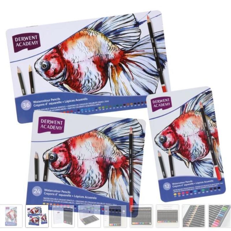 DERWENT Academy Watercolour Pencils 36 得韵 Academy水彩笔36色铁盒套装