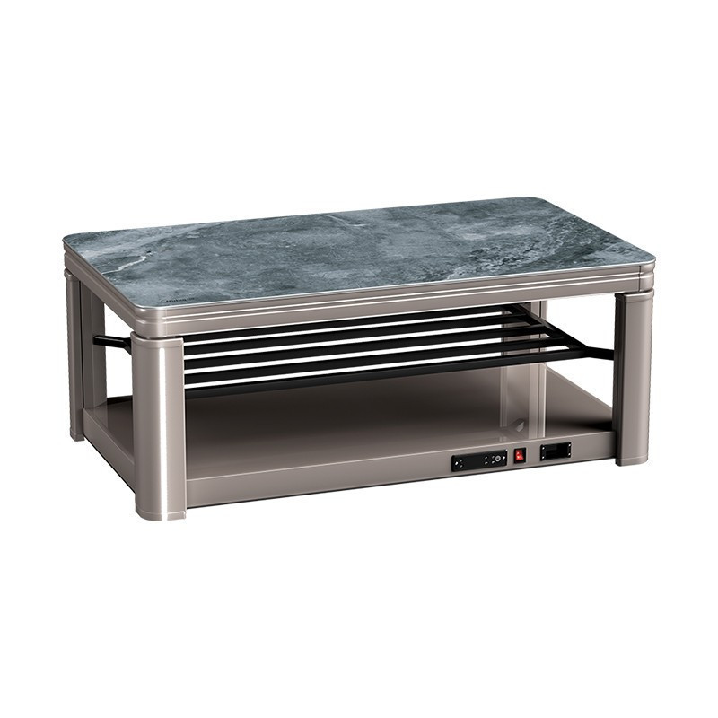 客厅电暖茶几升降节能省电烤火炉电炉子电暖炉 上下发热[岩板石]棕