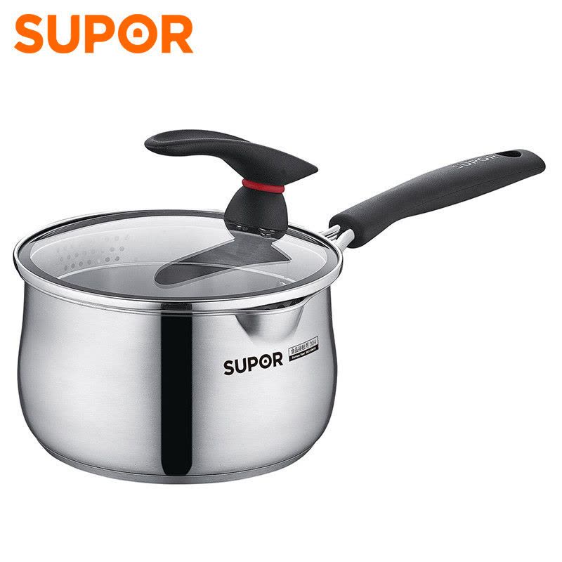 苏泊尔(SUPOR)304不锈钢小红圈示温汤锅奶锅煮锅ST18JA1可立盖18CM 复底汤锅电磁炉燃气通用图片