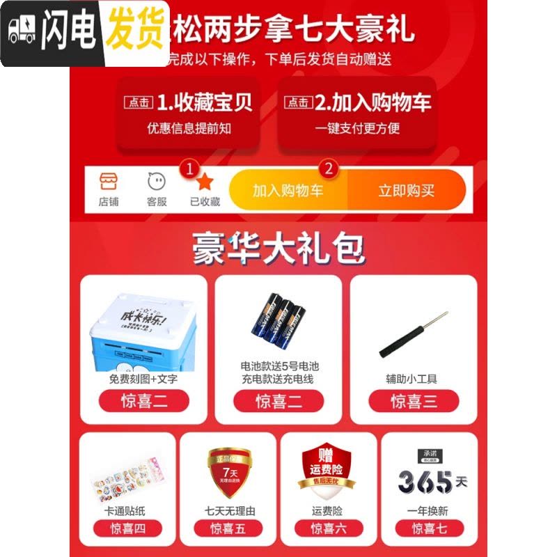 三维工匠网红生日抖音款可存可取储蓄罐儿童指纹存钱罐女生可爱密码箱 快乐猪-指纹音乐故事电池(领劵5元)图片