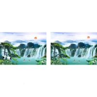 无纺布墙纸客厅电视背景墙壁纸无缝大型壁画中式花山水迎客松仙鹤壹德壹
