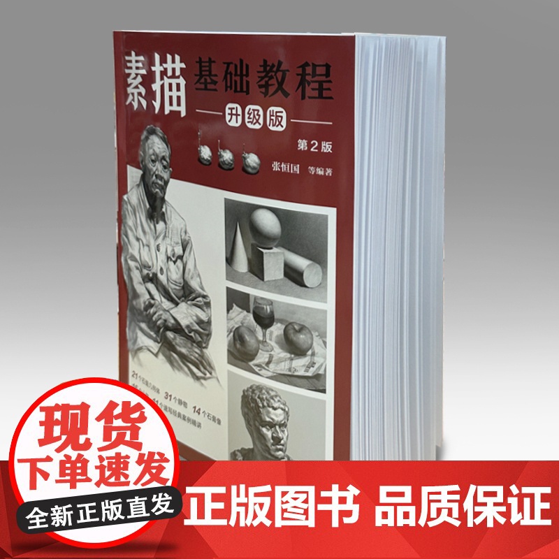 素描基础教程 升级版 第2版 零基础素描自学入门新手速成教程书 素描几何石膏人像画法图文详解 美术生素描考试详解 经典案高清大图