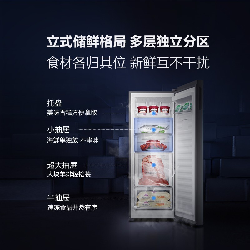 海尔(Haier)冷柜立式冷冻冰柜 冷藏冷冻家用保鲜柜 无霜风冷冰柜 一级能效 抽屉式母乳储存冷柜 BD-152WEGK高清大图
