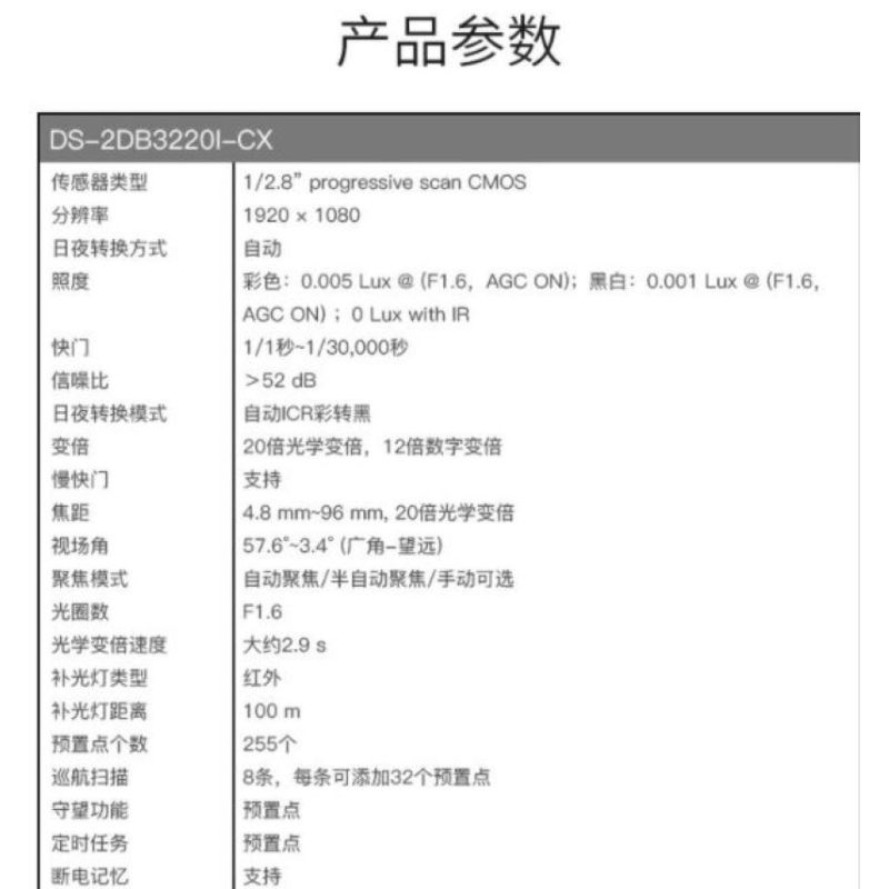 海康威视 2DB3220I-CX 200万20倍防爆摄像机
