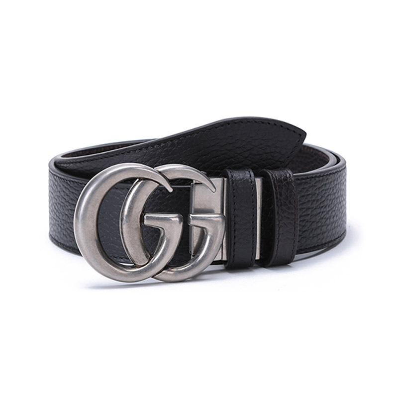古驰gucci男士ggmarmont系列皮革仿古做旧双g板扣式双面皮带腰带