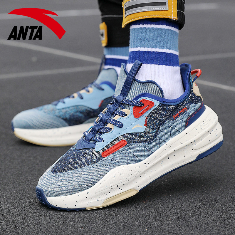 安踏c37男鞋软休闲鞋丹宁配色官方旗舰2022新款透气软底运动鞋男