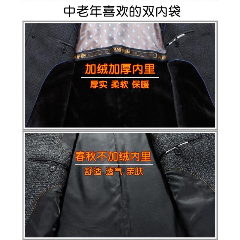 SUNTEK中老年冬季爸爸男装大衣过膝超长款毛呢子大衣加厚呢外套风衣风衣