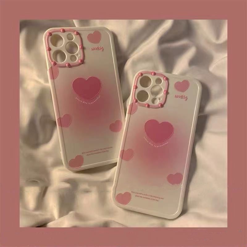 ins韩国风淡粉色爱心iPhone12promax苹果11手机壳XS/XR女7软8Plus 波点镜头 多颗淡粉爱心 [苹