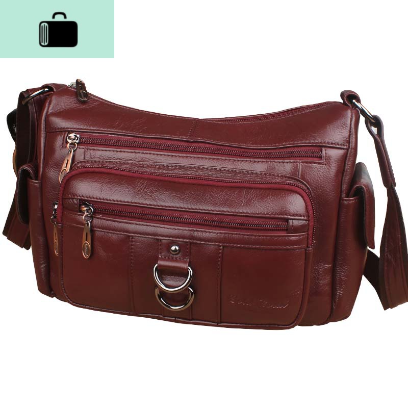 真皮斜挎包中年女士单肩包头层牛皮女包软皮妈妈包挎包小方女包包NEWLAKE高清大图