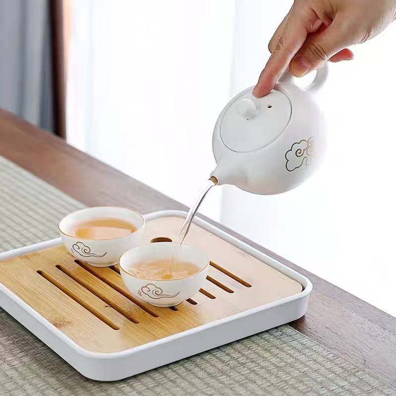 常生源茶具套装茶盘茶壶陶瓷祥云如意LXH-8180高清大图