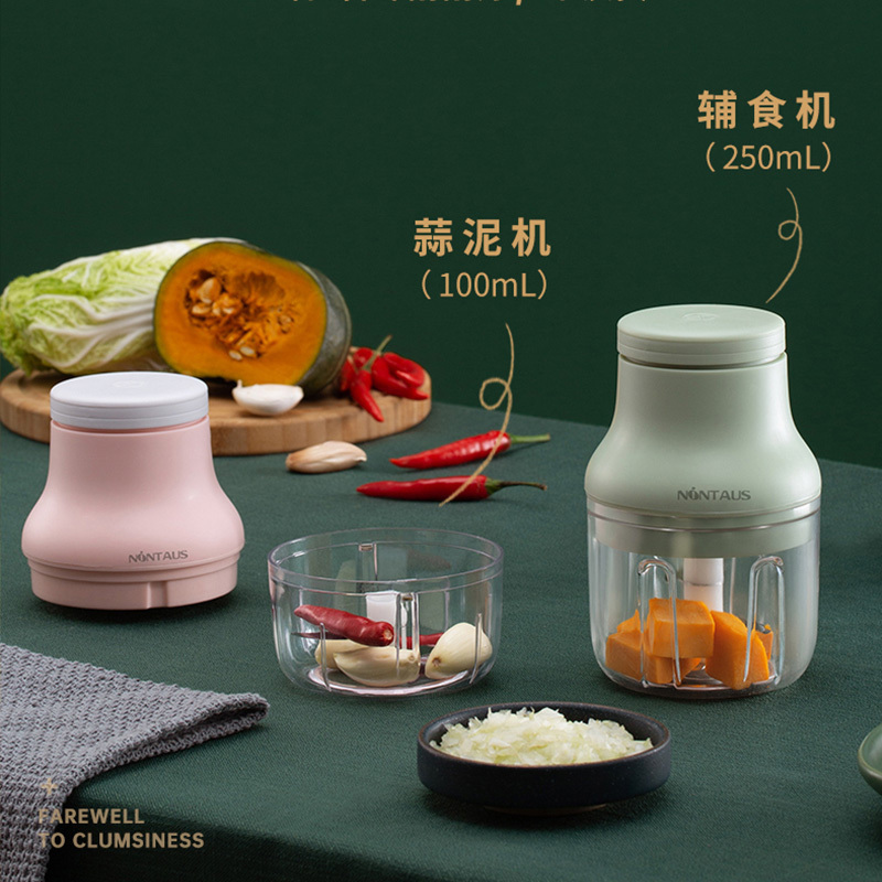 金正(NiNTAUS)迷你蒜蓉机无线电动多功能压蒜器捣蒜器绞肉机蒜泥神器机迷你搅碎机婴儿辅食机SR22绿色玻璃碗双杯双刀