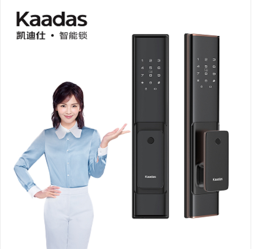 凯迪仕智能锁k100-w红古铜 全自动指纹锁家用防盗门锁 磁卡锁电子锁