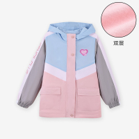 [1件3折]铅笔俱乐部童装春装新款女童外套中大童双层上衣儿童立领风衣