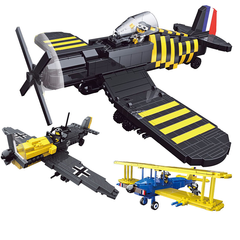 兼容乐高战斗机二战德军老式喷气飞机拼装军事轰炸机积木男孩玩具pt17