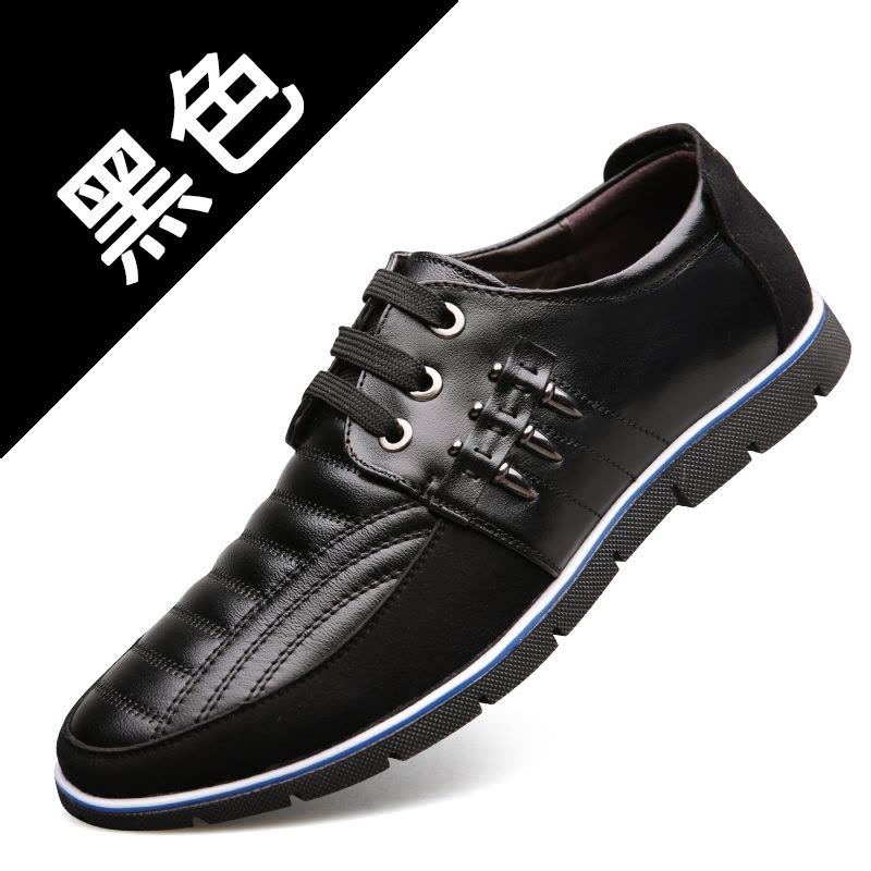 新款真皮男士休闲鞋时尚青年男鞋头层牛皮皮鞋透气韩版英伦单鞋男休闲鞋子 男图片