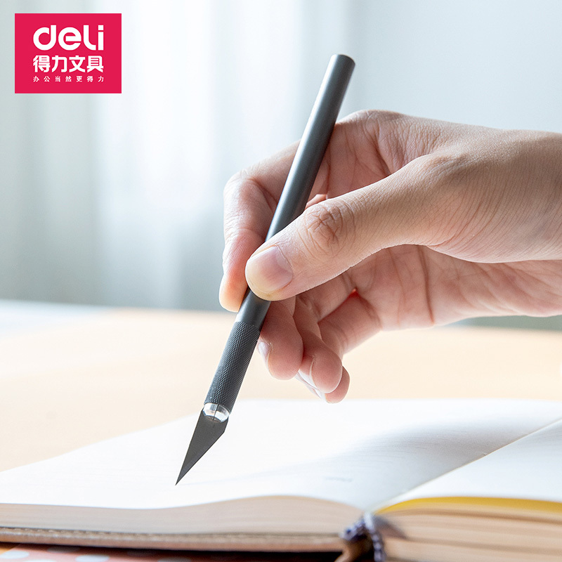 得力deli2102雕刻刀手工剪纸工具套装学生手账橡皮美术模型刻刀纸雕笔刀金属杆美工刀30
