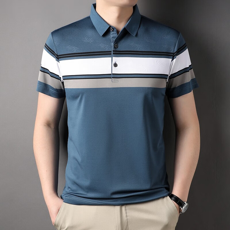 默尼密思品牌新款短袖男夏季翻领polo衫条纹商务休闲百搭薄款棉质上衣