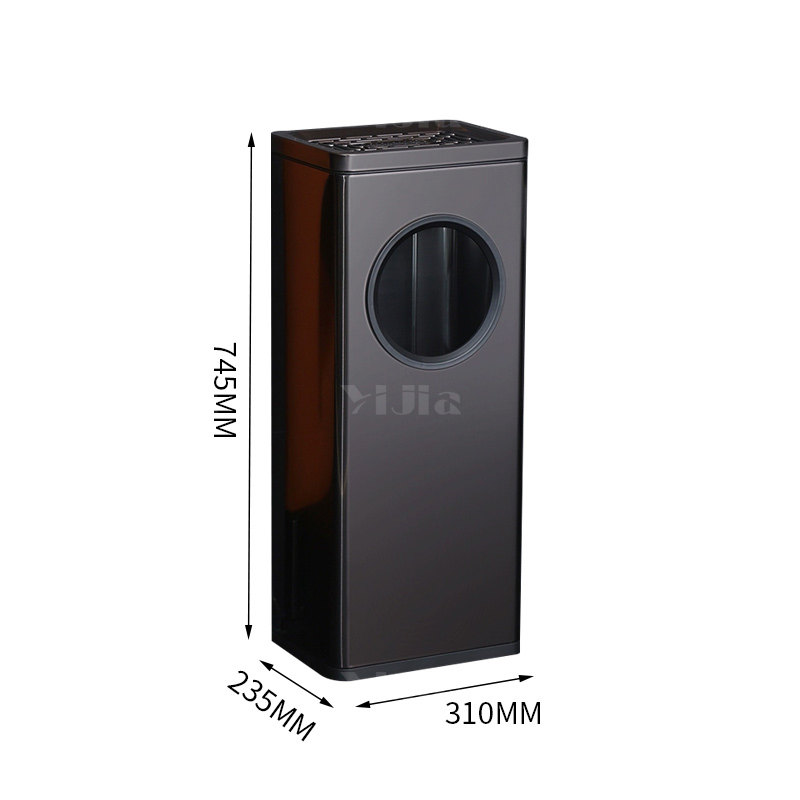 翌嘉YJ4123010 不锈钢酒店垃圾桶大堂宾馆圆口立式垃圾桶 黑色 16L 310*235*745高清大图