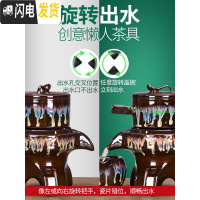 三维工匠窑变茶具套装家用天目釉钧窑陶瓷石磨茶壶建盏功夫茶杯懒人6件 12安全装-窑变天目釉仿古壶全组13入+钟磬茶叶罐