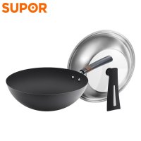 苏泊尔(SUPOR)炒锅铁锅无涂层炒菜锅有钛真不锈炒菜家用老式铁锅健康烹饪燃气灶适用 EC30AH01 送304铲