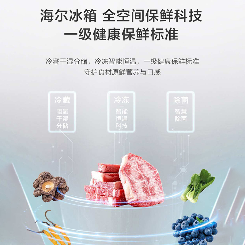 海尔(Haier)517升多门超薄零嵌冰箱 全空间保鲜 底置恒温保鲜 深冷锁鲜 BCD-517WGHFD2BGTU1