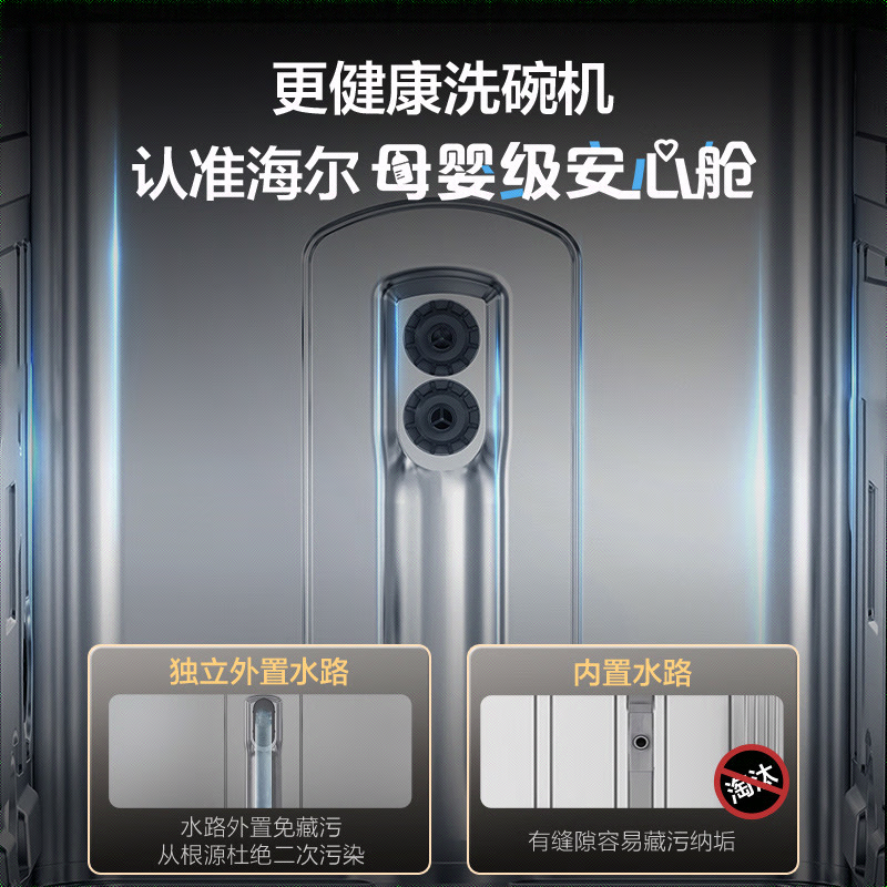 海尔(Haier)双面洗嵌入式健康洗碗机云溪W5000Max 升级大16套变频分区洗新一级水效7天存储高清大图