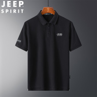 JEEPSPIRIT短袖POLO衫纯色翻领休闲商务短袖T恤 M 黑色