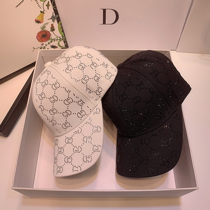 韩国时尚夏天满印水钻字母gd棒球帽网红鸭舌帽百搭情侣遮阳防晒帽帽子