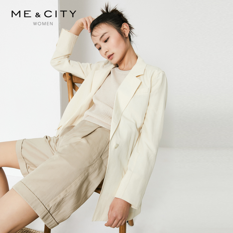 [1件5折价:100]MECITY女装2020秋季可甜可盐商务休闲一粒扣西装外套