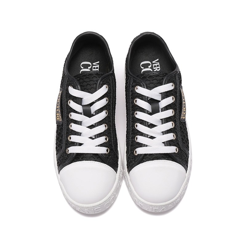 范思哲versacejeanscouture女士网眼系带休闲运动鞋板鞋74va3sk2zs678