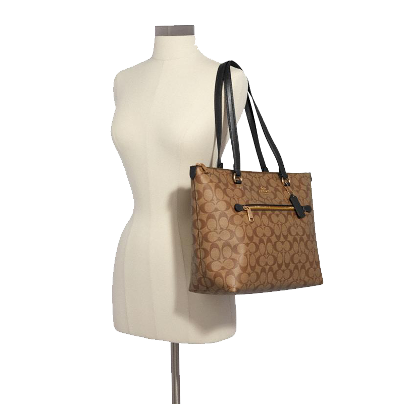 COACH新款拉链Gallery Tote经典C纹老花单肩包手提包女包 F79609