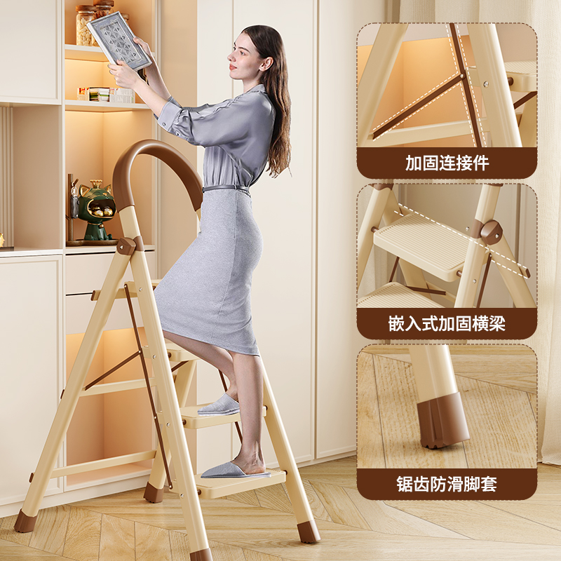 [补贴10%]家用梯子折叠伸缩加厚人字梯多功能乔迁梯小型轻便携室内楼梯高清大图