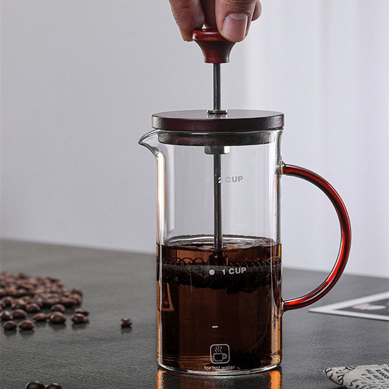 红木盖法压壶 400ml 咖啡法压壶家用法式冲茶器煮打奶泡咖啡壶摁压过滤式泡茶壶咖啡杯