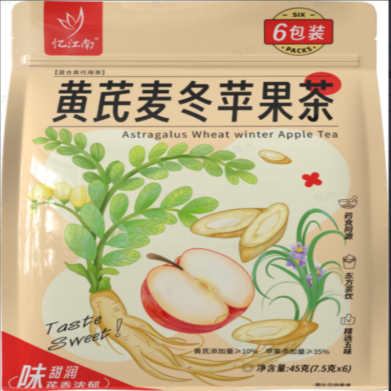 忆江南 蜜桃乌龙蜂蜜柠檬枸杞玫瑰麦冬苹果 45g黄芪麦冬苹果茶(7.5g*6袋)*1袋