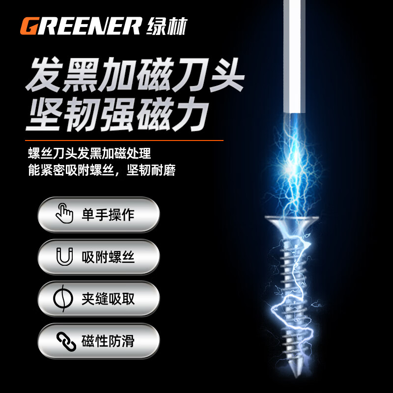 绿林(GREENER)超硬穿芯螺丝刀6.3*100mm套装十字一字冲击起子顽固生锈敲击批高清大图