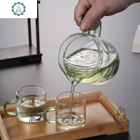月牙过滤泡茶公杯公道杯茶漏一体玻璃耐热加厚分茶器套装绿茶茶具 封后 澄黄公杯带盖+4小品杯