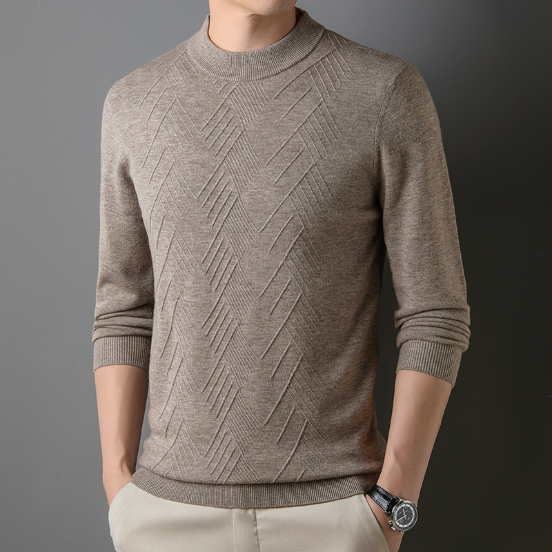 圆领针织衫羊绒衫保暖男装打底衫品牌毛衣男商务休闲大码毛线衣正品
