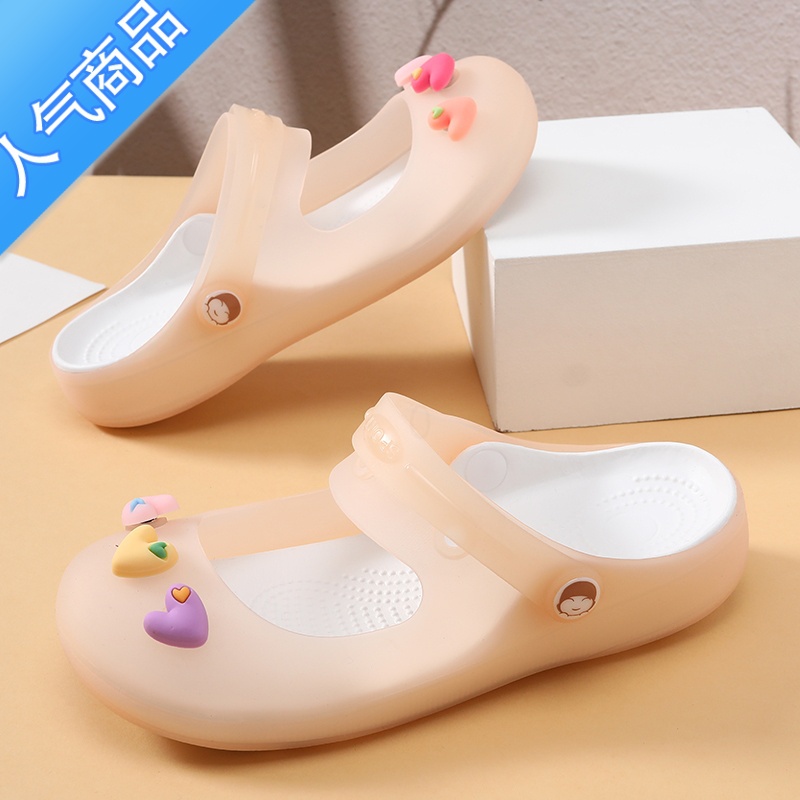 SUNTEK洞洞鞋女款夏季外穿防滑厚底沙滩拖鞋软底果冻玛丽珍包头护士凉鞋高清大图