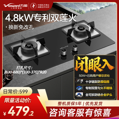 万和(Vanward) 燃气灶4.8kW大火力 JZY-B9L50（液化气）