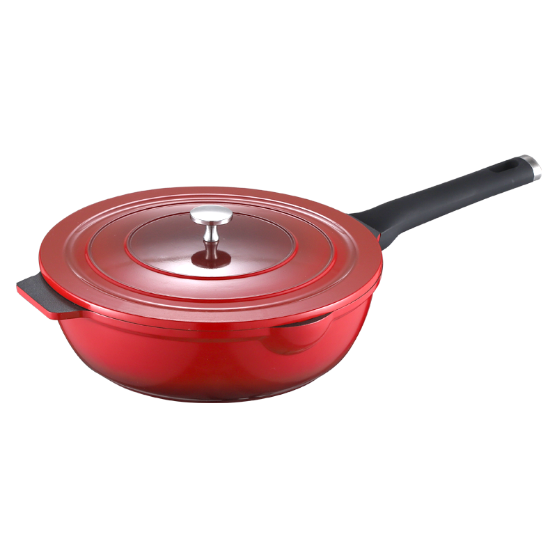英麦斯 迪奥999红煎炒锅 YGSZ202128 28cm